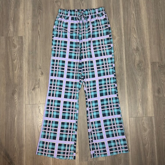 Glamorous Pants - ASOS Pastel Plaid Loose Pants - SIZE US 8 Artsy Bold Spring Colorful